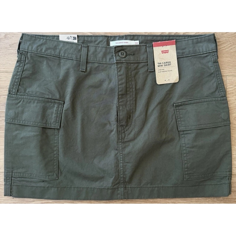 NEW Levi's 94 Cargo‎ Skirt Khaki Size 30 Mini Retro Green - 100% Cotton